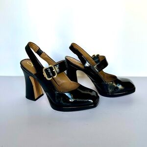 Sam Edelman Jildie Slingback Mary Jane Heels Black Patent NWOB Size 6.5